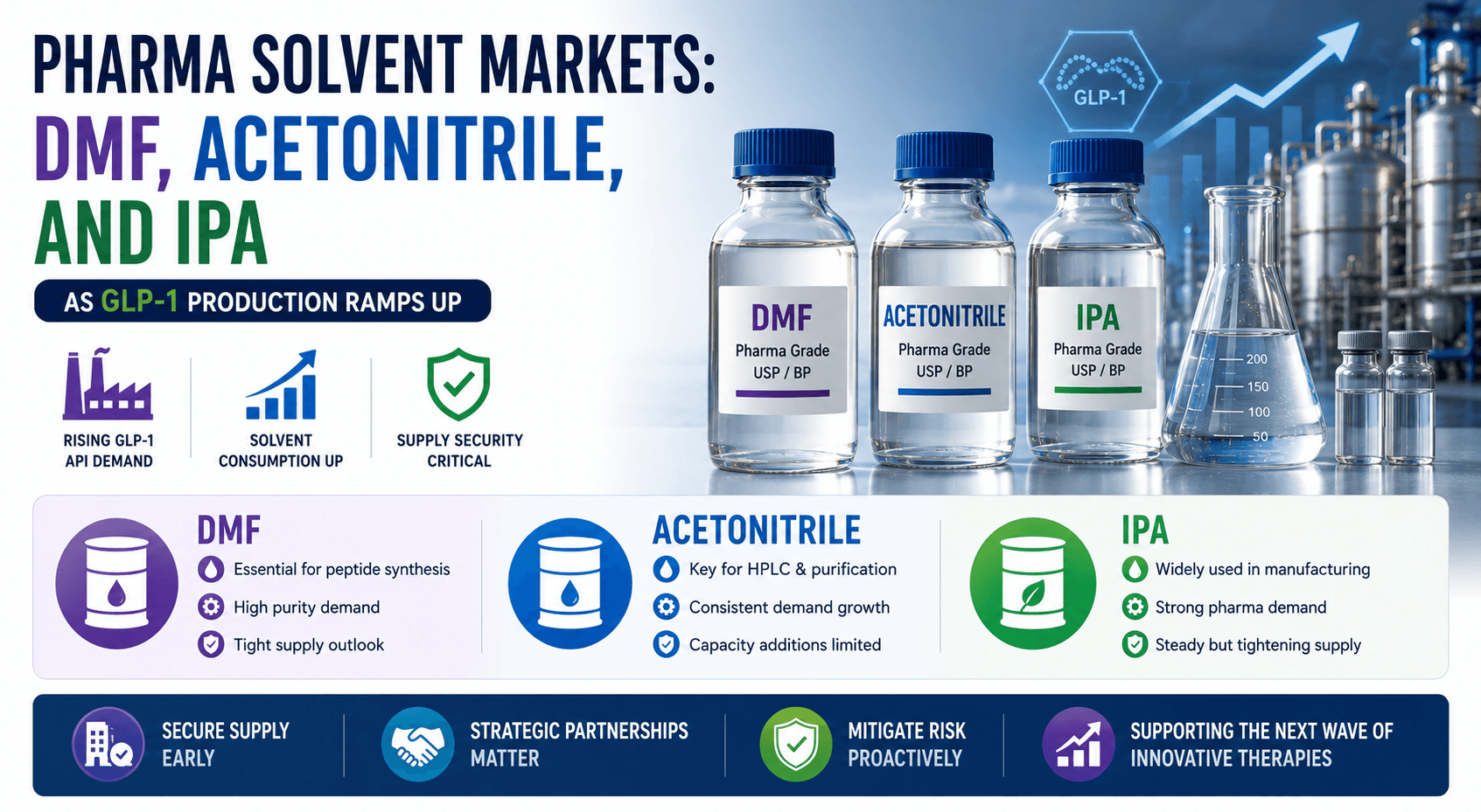 Pharma Solvent Markets: DMF, Acetonitrile, and IPA as GLP-1 Production Ramps Up