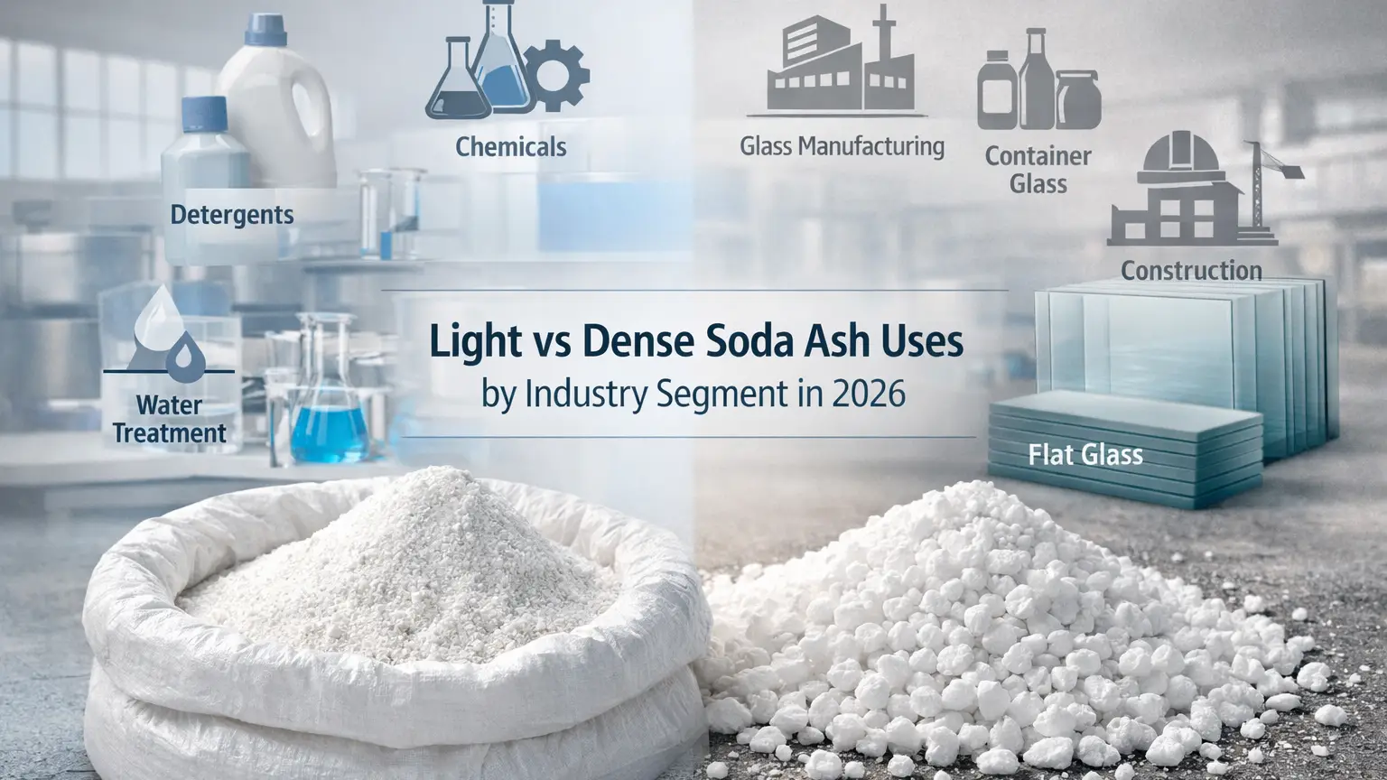 Sử dụng tro soda nhẹ và đậm đặc theo phân khúc công nghiệp vào năm 2026