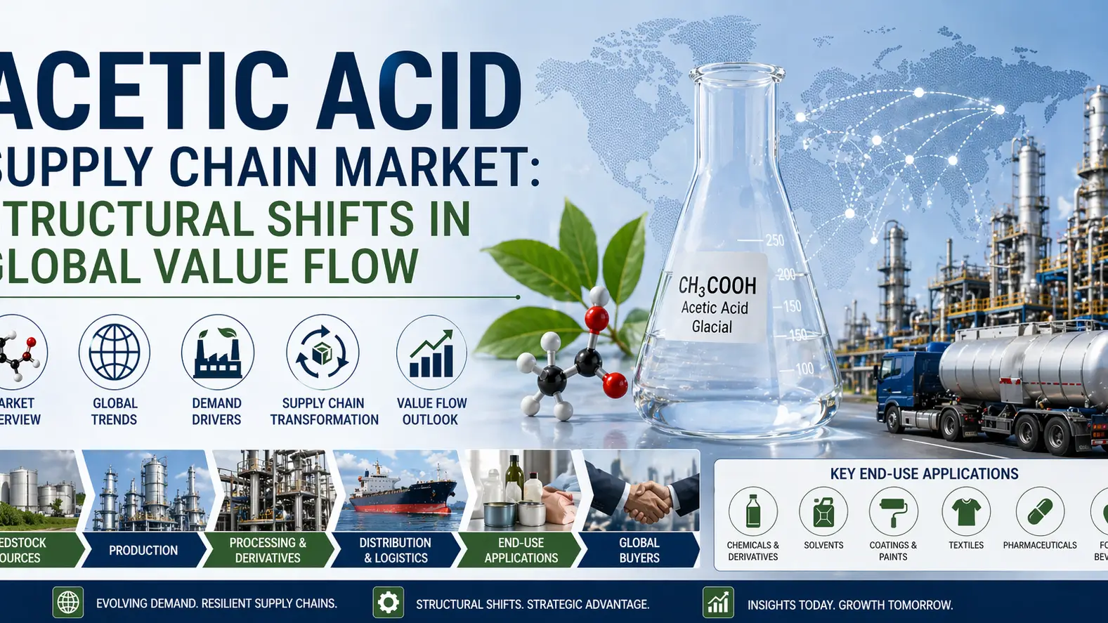 Thị trường chuỗi cung ứng axit axetic: Sự thay đổi cấu trúc trong dòng giá trị toàn cầu